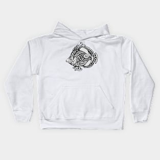 Black and White Print of Exotic Fish Kids Hoodie